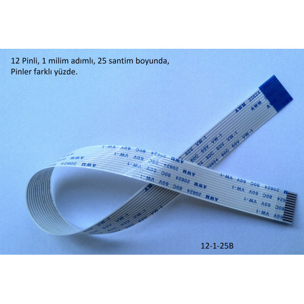 Awm 20624 80c 60v VW-1 Flex kablo 12 pin 1mm adım 25cm 12-1-25B ürün görseli 1