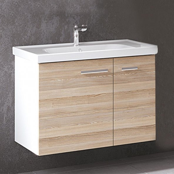 Turkuaz Frame Etajerli Lavabo 80*45 cm ve Terra Banyo Alt Dolabı ürün görseli 1
