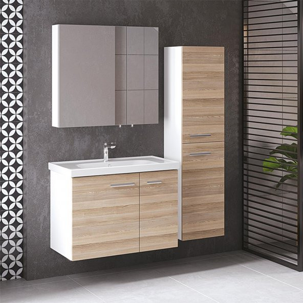 Denko Terra 80 cm MDF Banyo Dolabı Takımı ve Boy Dolabı, Alize ürün görseli 1