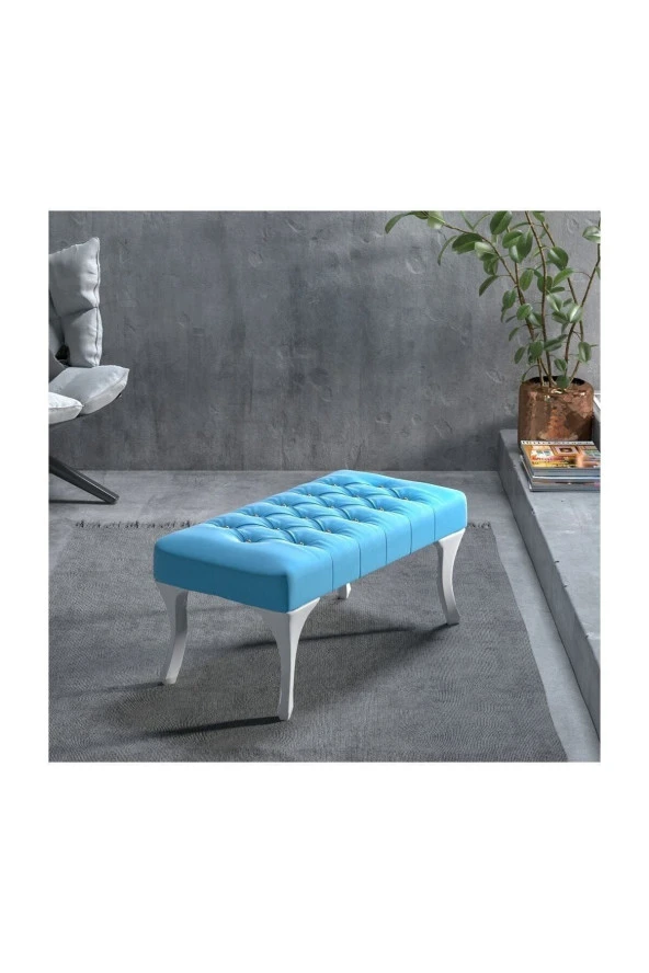 ÜNÜVAR KONSEPT  Kapitoneli Ayak Ucu, Kapı Önü, Antre Bench Puf, 90X45, Mavi ürün görseli 1