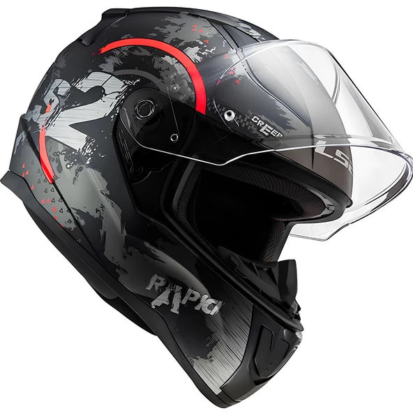LS2 RAPID 2 CIRCLE MAT TITANIUM-TURUNCU KASK - Resim 2