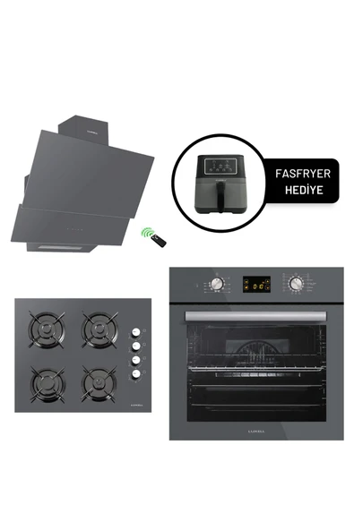 LUXELL OPALL15 PROG. GRİ ANKASTRE SET  FASFRYER HEDİYELİ ürün görseli 1