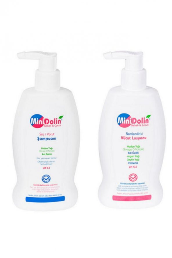 Minidolin Bebek Saç Ve Vücut Şampuanı 250 ml Minidolin Nemlendirici Vücut Losyonu 250 ml ürün görseli 1