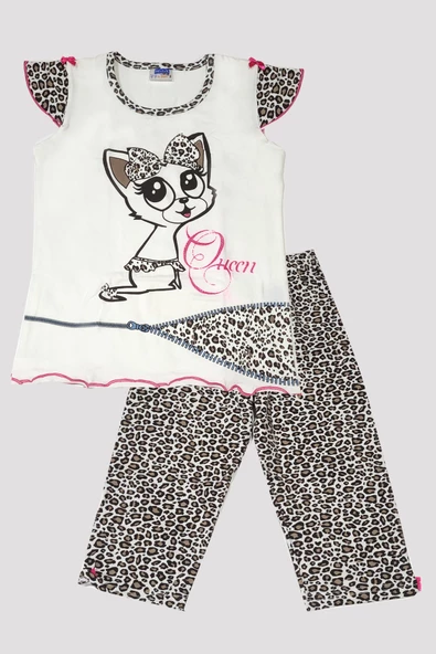 Kız Çocuk Leopar Desenli Pijama Takımı 6529 ürün görseli 1