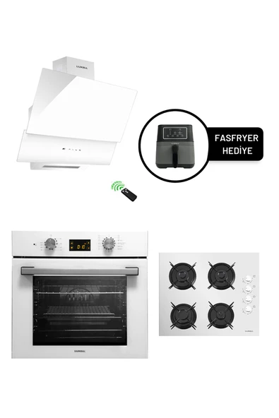 LUXELL OPALL15 PROG. BEYAZ ANKASTRE SET  FASFRYER HEDİYELİ ürün görseli 1