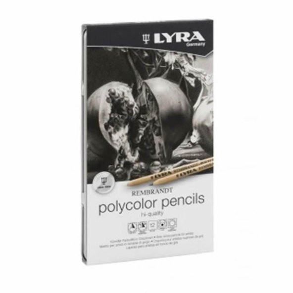 LYRA REMBRANDT POLYCOLOR GRI TONLAR 12LI METAL KUT ürün görseli 1