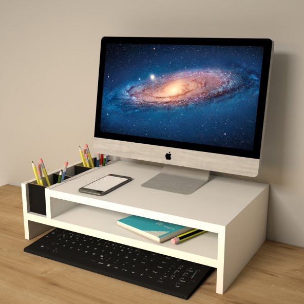 Emkawood Sally Beyaz Monitör Yükseltlci Laptop Standı ürün görseli 1