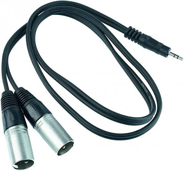 3.5 mm Stereo to Dual 3 Pin XLR Erkek Ses Kablosu 1.5 Metre ürün görseli 1