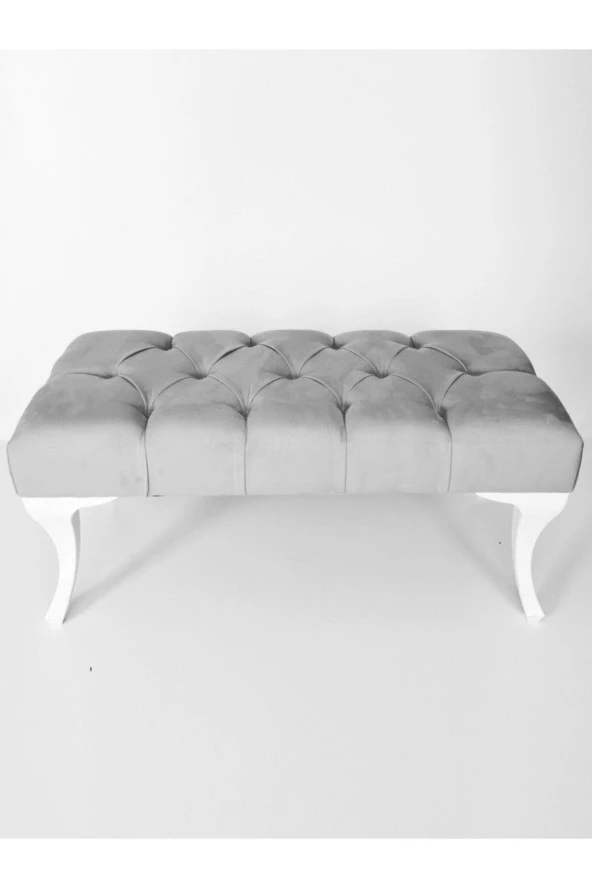ÜNÜVAR KONSEPT Gri Renk Kapitoneli 90Cm Kapı Önü Ayakucu Mutfak Salon Masa Puf Bench ürün görseli 1