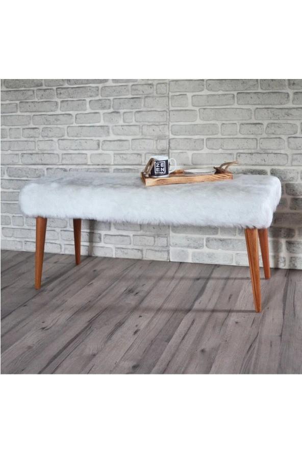 ÜNÜVAR KONSEPT Sanal Mobilya Retro Bench Beyaz Peluş ürün görseli 1