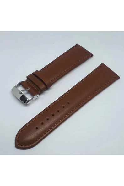 24mm Açık Kahve Taba Renk Desensiz Hakiki Deri Saat Kordonu ürün görseli 1