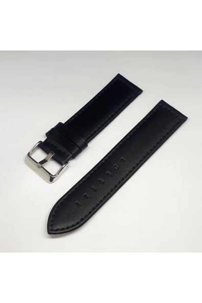 24 mm Siyah Düz Deri Saat Kayışı Kordonu 24x24 ürün görseli 1