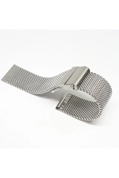 22mm Beyaz Renk Hasır Kalın Örgü Çelik Kaplama Metal Saat Kordonu ürün görseli 1