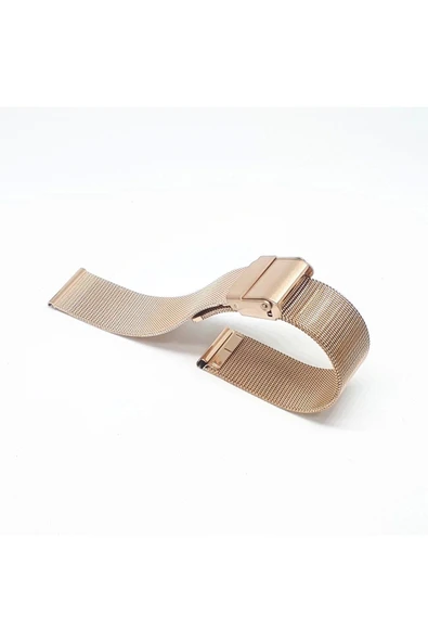 18mm Rose Bakır Renk Hasır Ince Örgü Çelik Kaplama Metal Saat Kordonu ürün görseli 1