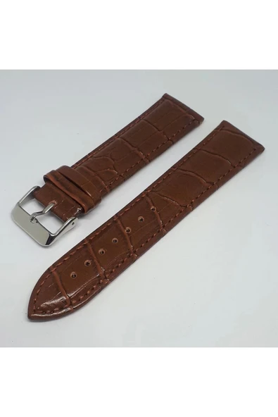 18mm Açık Kahve Taba Renk Croco Suni Deri Saat Kordonu ürün görseli 1