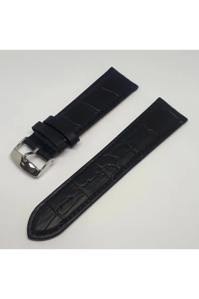 20mm Siyah Renk Croco Hakiki Deri Saat Kordonu ürün görseli 1