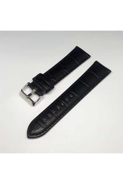24mm Siyah Croco Bombeli Deri Saat Kayışı Kordonu 24x22 ürün görseli 1