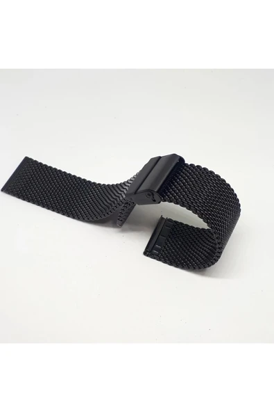 18mm Siyah Renk Hasır Kalın Örgü Çelik Kaplama Metal Saat Kordonu ürün görseli 1