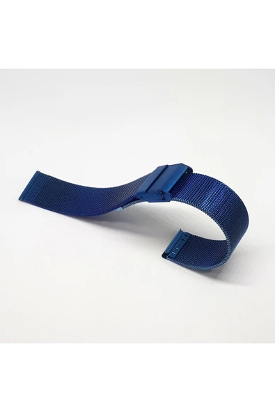 Hasır Ince Örgü Çelik Kaplama Metal Saat Kordonu Lacivert 20mm ürün görseli 1