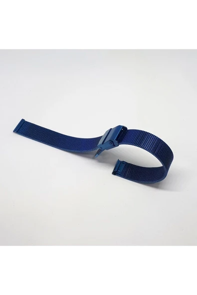 12mm Lacivert Mavi Renk Hasır Ince Örgü Çelik Kaplama Metal Saat Kordonu ürün görseli 1