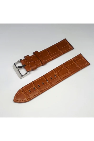 Taba Açık Kahverengi Croco Deri Saat Kayışı Kordonu 24x24 24mm ürün görseli 1