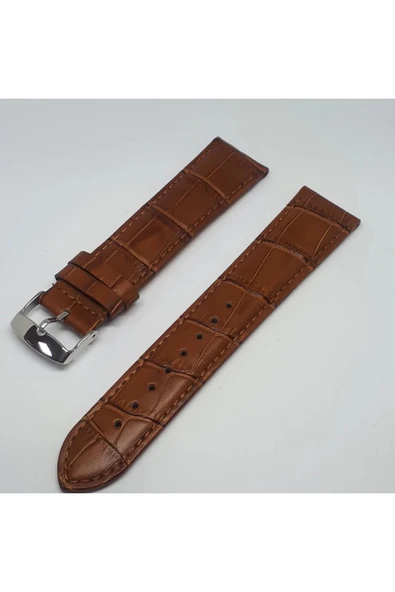 18mm Açık Kahve Taba Renk Croco Hakiki Deri Saat Kordonu ürün görseli 1