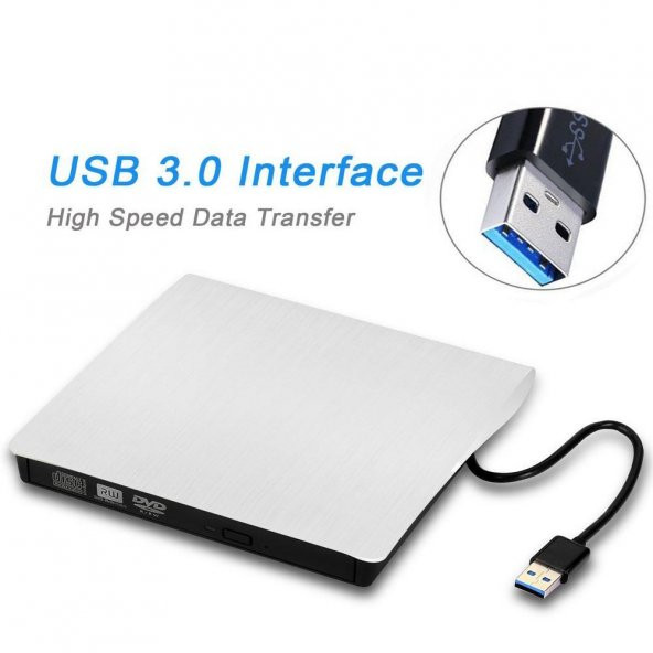 USB 3.0 to Harici 9.5 mm DVD-RW Çevirici Kutu - Beyaz ürün görseli 1