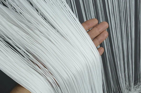İP PERDE İNCE ZİNCİR KIRIK BEYAZ RENK 300 x 280 CM ürün görseli 1