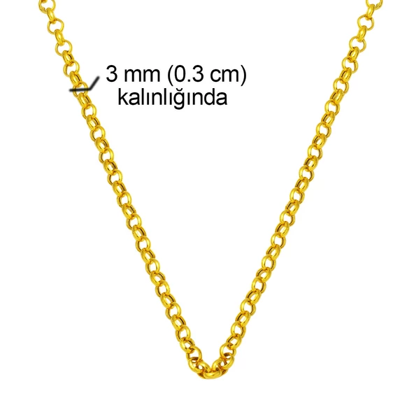 Doç 14 Ayar Altın Halka Zincir - 45 cm - Resim 6
