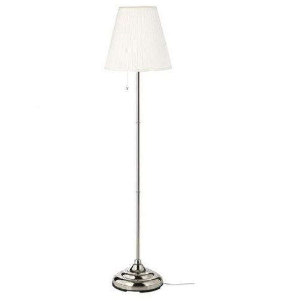Yer Lambası Abajur,IKEA Beyaz-Metal Gümüş Rengi MeridyenDukkan Masa Lambası 155 cm 100 W Lambader ürün görseli 1