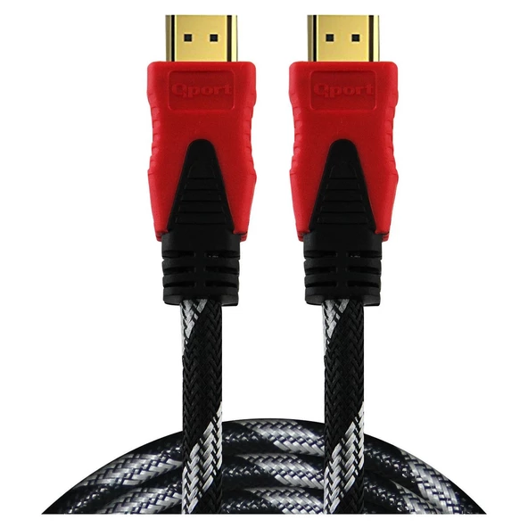 QPORT Q-HDMI3 3 METRE HDMI KABLO VER1.4 ALTIN UÇLU 3D ürün görseli 1