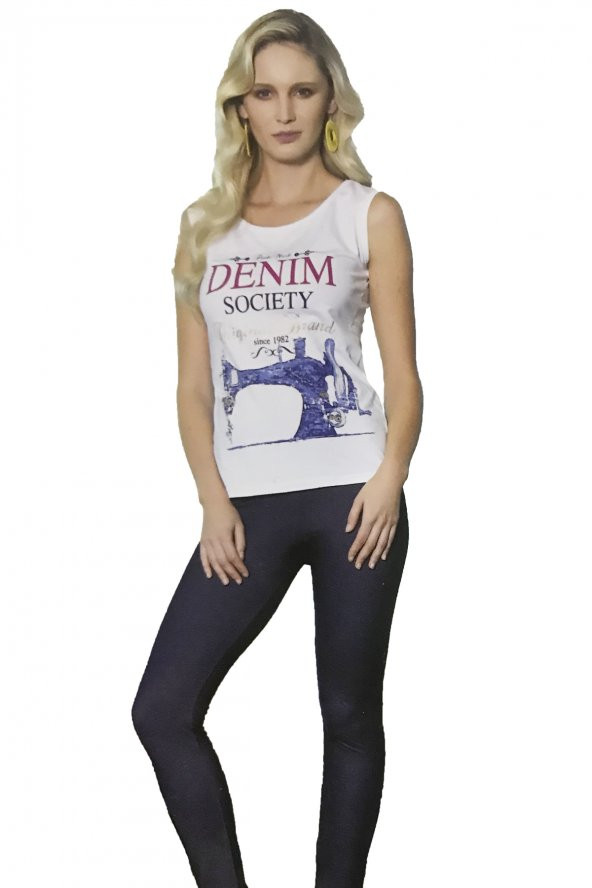 Berrak Kadın Denim Baskılı Tayt Takım 2481 ürün görseli 1