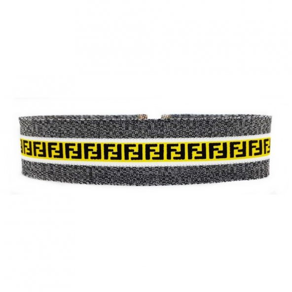 Gri & Sarı Renk Özel Dokuma Kadın Choker Kolye ürün görseli 1