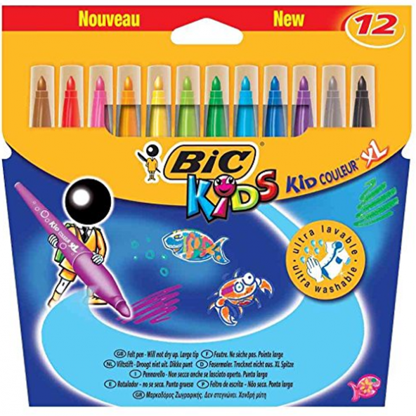 Bic Keçeli Boya Kalemi Kıd Couleur XL 12 Renk 828966 ürün görseli 1