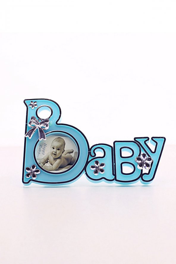 2 Adet Baby Yazılı Sevimli Mini Resim Çerçevesi Mavi ürün görseli 1