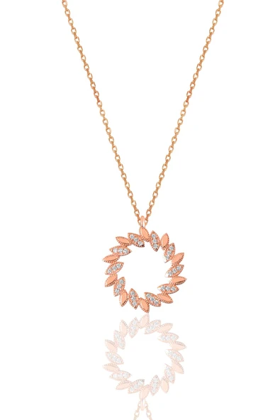 Gümüş rose zirkon taşlı güneş kolye SGTL11807ROSE ürün görseli 1