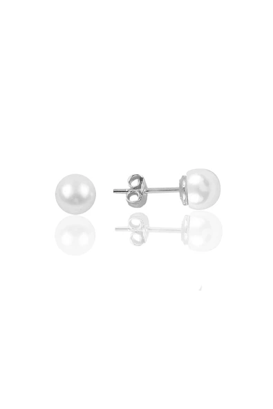 Gümüş  6 mm inci küpe SGTL11804RODAJ ürün görseli 1
