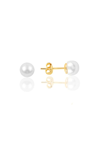 Gümüş altın yaldızlı 6 mm inci küpe SGTL11804GOLD ürün görseli 1