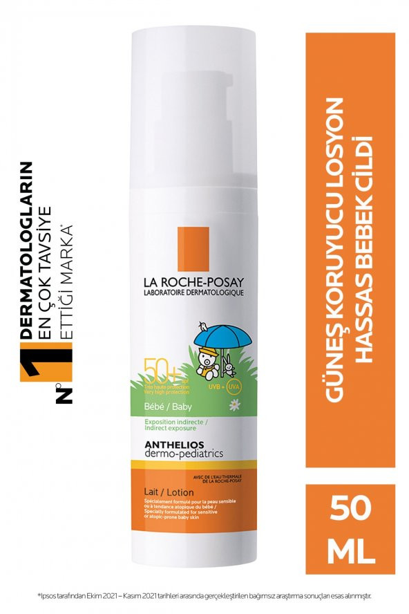 La Roche Posay Anthelios Dermo Pediatrics SPF50+ Yüksek Korumalı Bebek Güneş Kremi  50Ml ürün görseli 1