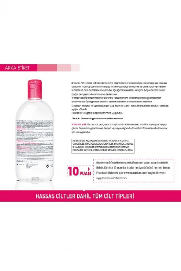 Bioderma Sensibio H2O 500 ml - Resim 3