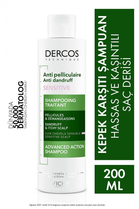Vichy Dercos Anti-Dandruff Kepek Karşıtı Şampuan Hassas ve Kaşıntılı Derisi 200 ml 3337871323394 ürün görseli 1