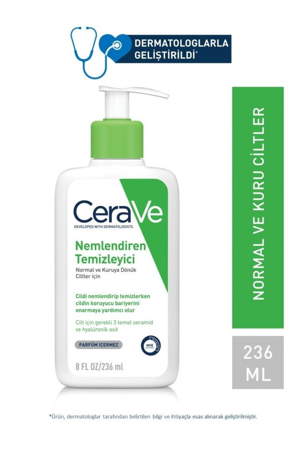 CeraVe Nemlendiren Temizleyici Normal & Kuru Ciltler Yüz Vücut 236 ml 3337875597180 ürün görseli 1