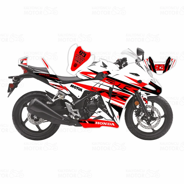 Honda CBR 250 R Eski Kasa RR Lines Design Sticker Set Beyaz-Kırmızı-Siyah ürün görseli 1