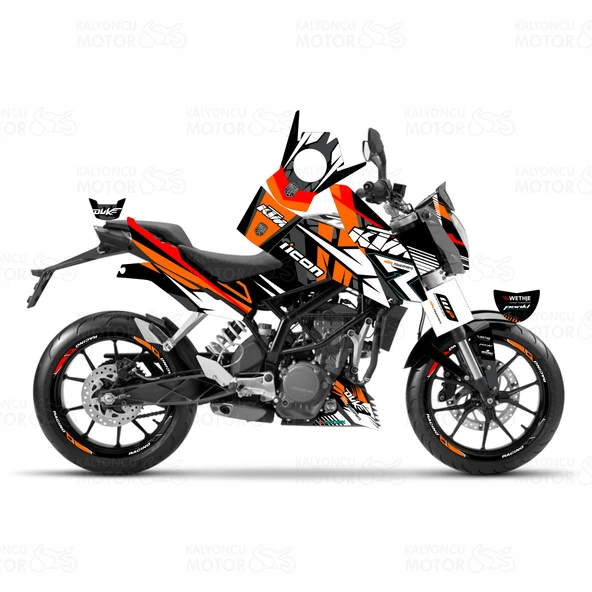 KTM Duke 125 Race Colors Design Sticker Set Turuncu-Kırmızı ürün görseli 1