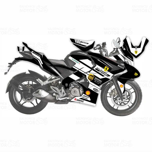 Bajaj Pulsar RS 200 Ferrari Design Siyah Sticker Set ürün görseli 1