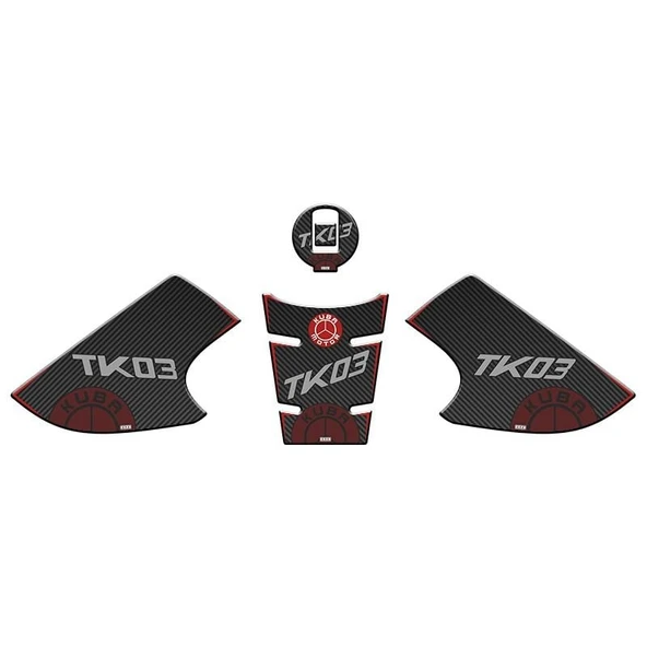 Kuba TK 03 Tank Pad + Yan Pad Kırmızı ürün görseli 1