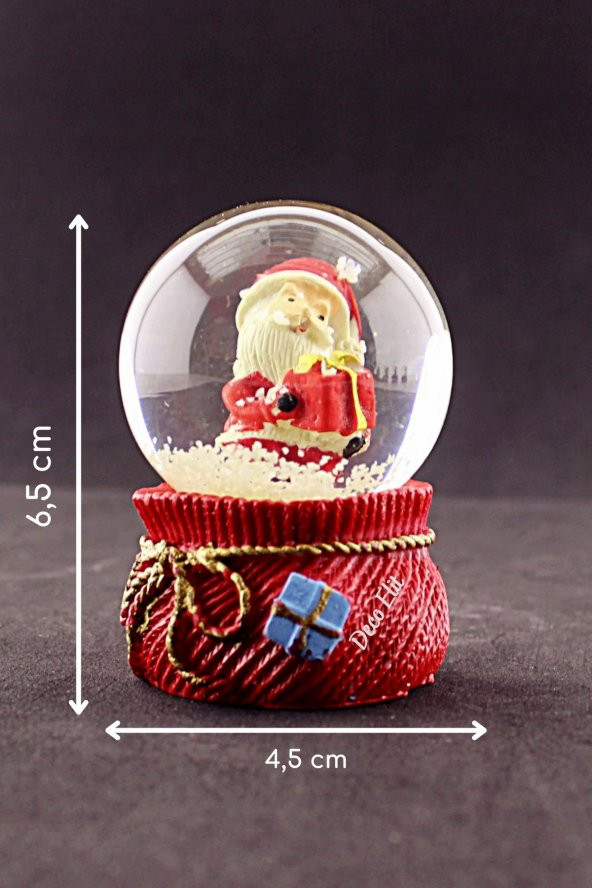 Yeni Yıl Noel Baba Hediyeleri Temalı Mini Boy Kar Küresi 6,5 cm ürün görseli 1