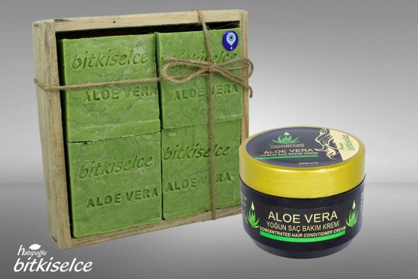 Bitkiselce Aloevera Sabunu 4 Kalıp & Aloe Vera Saç Bakım Kremi ürün görseli 1
