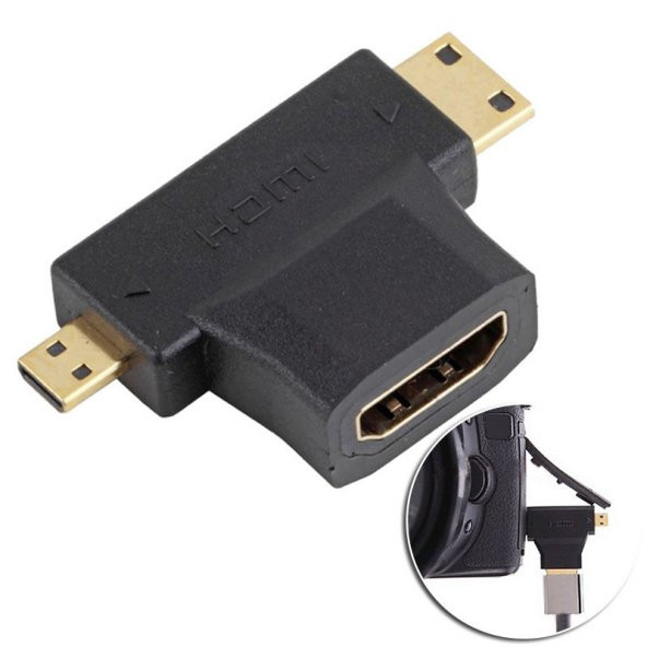 Micro / Mini HDMI Erkek to HDMI Dişi İkili Çevirici Aparat ürün görseli 1