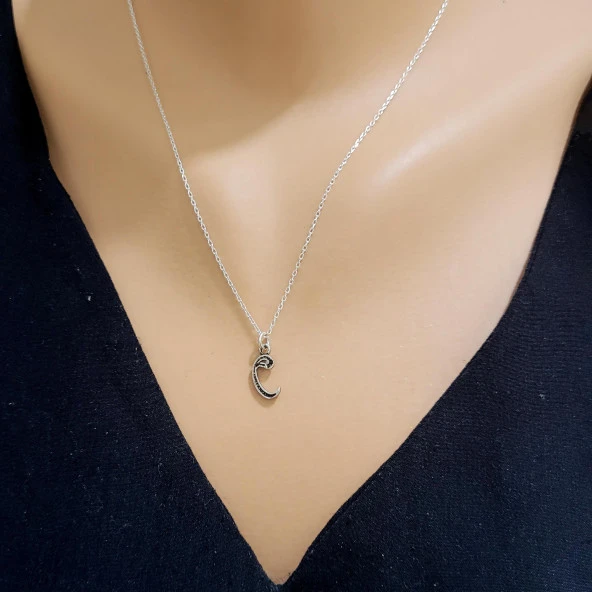 925 Ayar Gümüş Vav Harfi Kolye ürün görseli 1